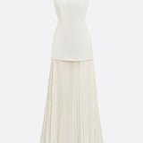 Oron – Robe Longue Plissée avec Décolleté Bateau