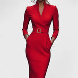 Bavois – Robe Élégante avec Ceinture et Col Structuré