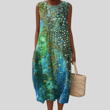 Robe verte avec motif en mosaïque