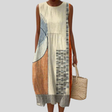 Robe beige avec patchwork en mosaïque