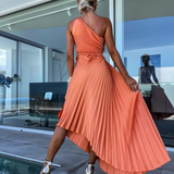Bex – Robe Maxi Plissée à Une Épaule