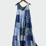 Robe avec Motif Patchwork Bleu