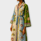 Jule - Robe midi en twill imprimée avec ceinture