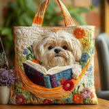 Sac Artisanal | Shih Tzu avec Livres et Fleurs