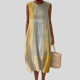 Robe en lin à rayures jaunes