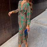 Forel – Robe Midi avec Imprimé Baroque et Décolleté avec Nœud