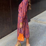 Forel – Robe Midi avec Imprimé Baroque et Décolleté avec Nœud
