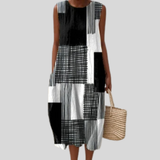Robe noir et blanc avec motif patchwork