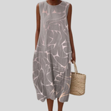 Robe en lin gris avec motif abstrait