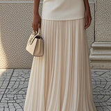 Oron – Robe Longue Plissée avec Décolleté Bateau