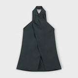 Hannah - Top à col halter bleu avec décolleté au dos