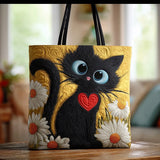 Sac Artisanal | Chat Noir avec Marguerites