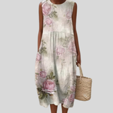 Robe couleur crème avec motif de roses