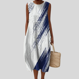 Robe bleu-blanc avec motif pinceau