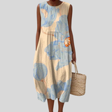 Robe beige avec motif circulaire