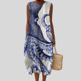Robe bleu-blanc avec motif de pieuvre