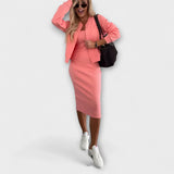 Manon - Robe Midi Confortable & Gilet