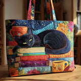 Sac Artisanal | Chat Noir avec Livres et Tasses