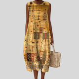 Robe jaune moutarde avec motif Klimt