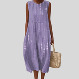 Robe en lin lilas à pois