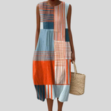 Robe colorée avec patchwork à carreaux