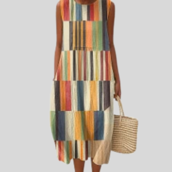 Robe avec motif patchwork en bois
