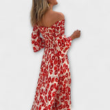Bella - Robe Off-Shoulder avec Fleurs Maritimes