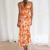 Cressier – Robe Maxi Asymétrique avec Motif Floral Délicat