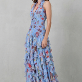 Corinne | Robe Longue à Décolleté Américain, Cascade de Roses