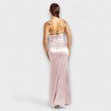 Eira - Robe en satin ornée avec lacets au dos