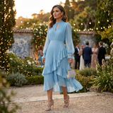 Céligny – Robe Plissée avec Manches Légères
