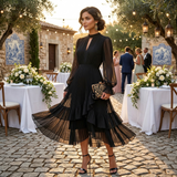 Céligny – Robe Plissée avec Manches Légères