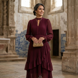 Céligny – Robe Plissée avec Manches Légères