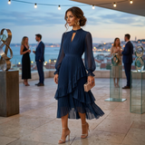 Céligny – Robe Plissée avec Manches Légères