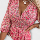 Robe à manches bouffantes florale pour femmes