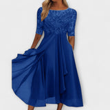 Founex – Robe Élégante avec Corsage Brodé et Manches Courtes