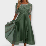 Founex – Robe Élégante avec Corsage Brodé et Manches Courtes
