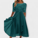 Founex – Robe Élégante avec Corsage Brodé et Manches Courtes