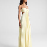 Montricher – Robe Maxi d'Été Plissée avec Décolleté Sans Épaules