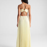 Montricher – Robe Maxi d'Été Plissée avec Décolleté Sans Épaules