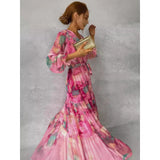 Chexbres – Robe Fluide avec Imprimé Floral et Décolleté en V