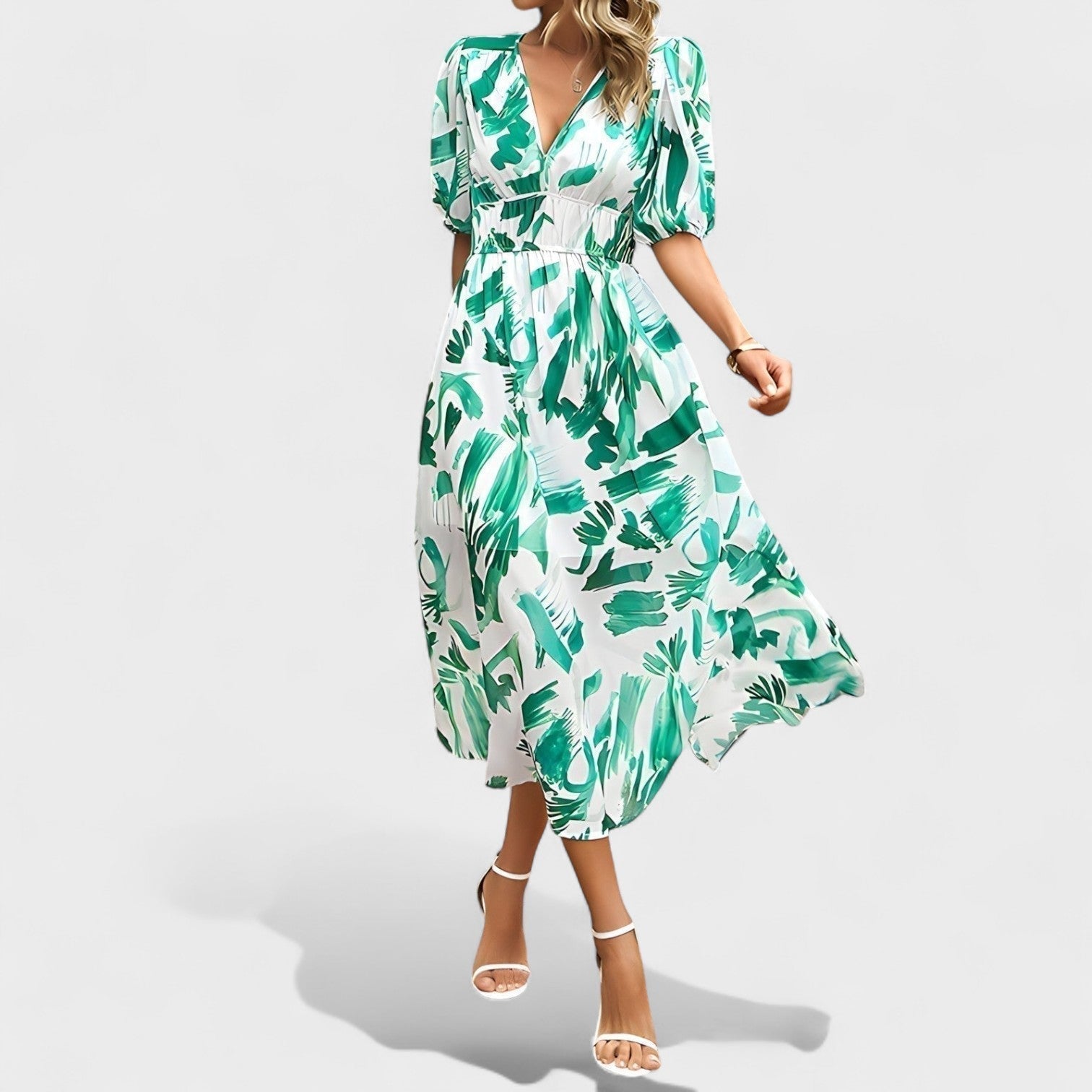 Clara - Robe midi à fleurs élégante
