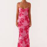 Echallens – Robe Maxi Brodée en Teinte de Rose