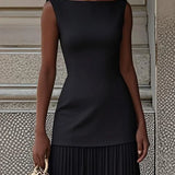Oron – Robe Longue Plissée avec Décolleté Bateau