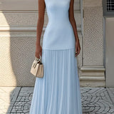 Oron – Robe Longue Plissée avec Décolleté Bateau