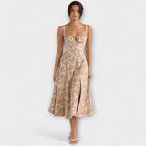 Zipporas - Robe bustier cintrée avec imprimé floral printanier moderne