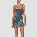 Territet – Robe Mini Bleue avec Imprimé Cosmique