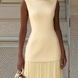 Oron – Robe Longue Plissée avec Décolleté Bateau