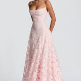 Puidoux – Robe Maxi avec Corset en Dentelle Fine