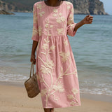 Paula - Robe midi avec motif de plantes et de fleurs